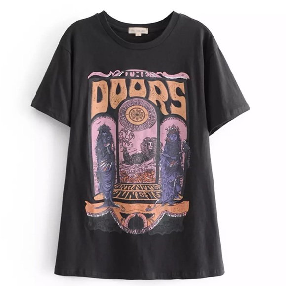 Tops - Black The Doors Rock Band Music Graphic Tee